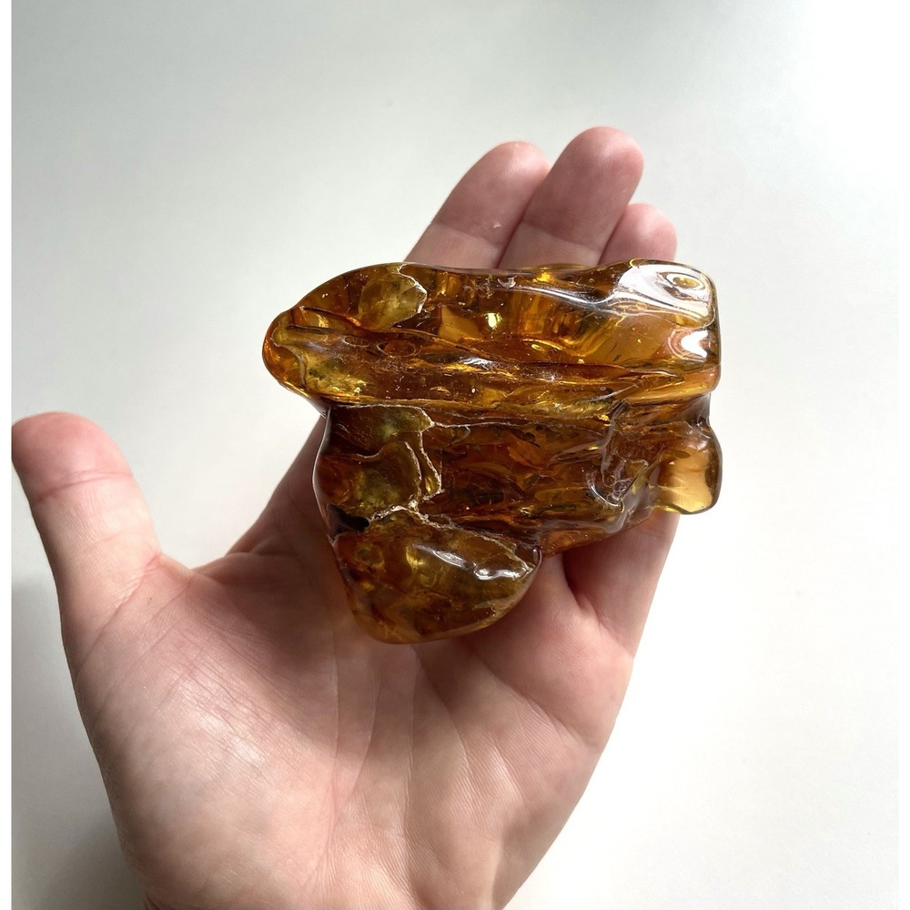 Raw 100% Natural Translucent Amber Crystal Specimen Gem Stone Honey Orange‎ 89g